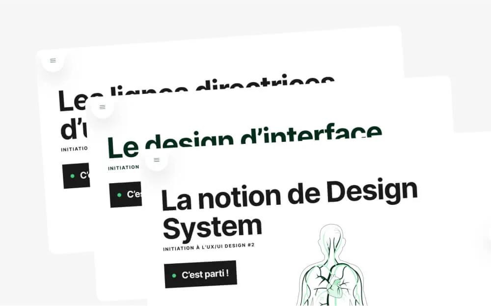 Diapositives du cours : la notion de Design System, le design d’interface, les lignes directrices